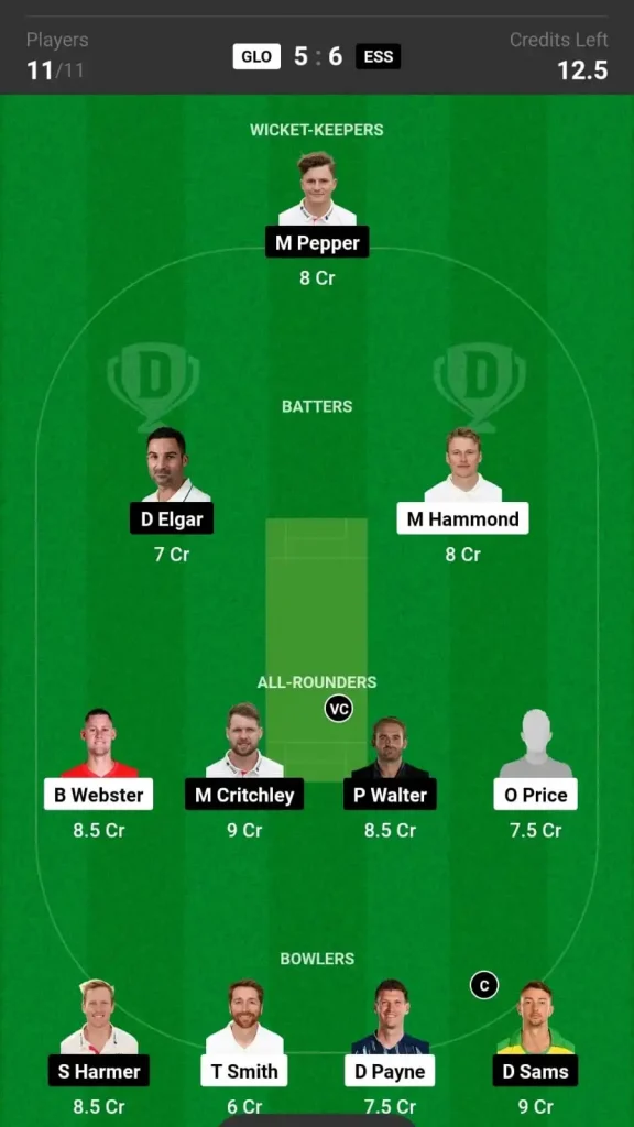 GLO vs ESS Dream11 Team