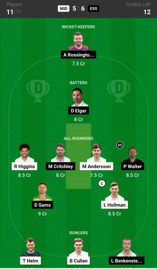 MID vs ESS Dream11 Team