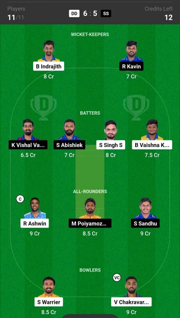 DD vs SS Dream11 Prediction