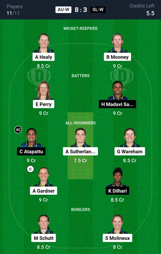 AU W vs SL W Dream11 Prediction